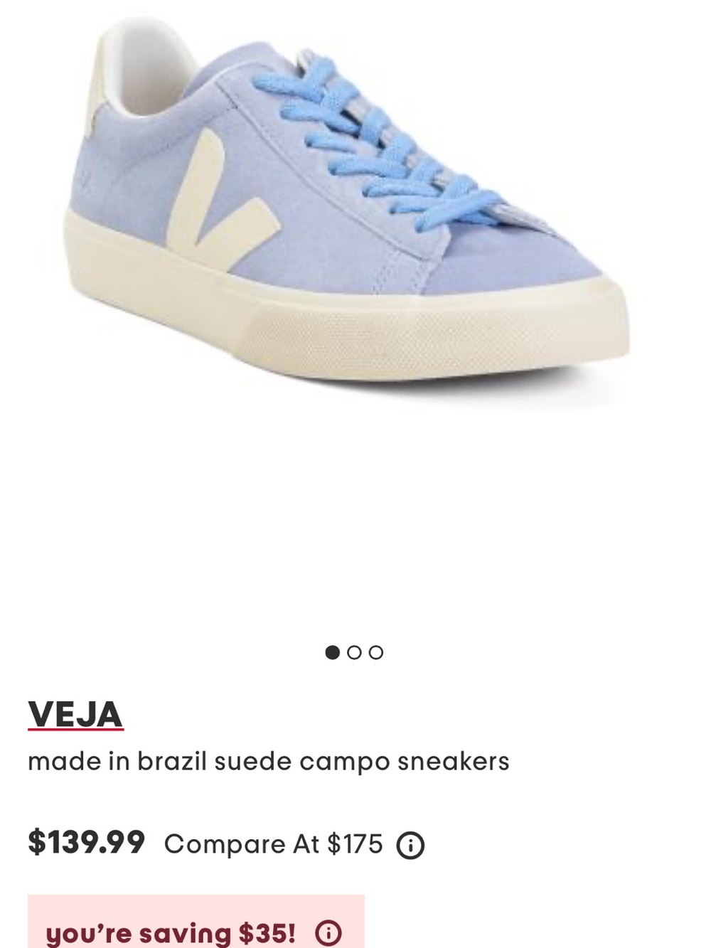 Veja Suede Campo Sneakers in Light Blue with Cream V